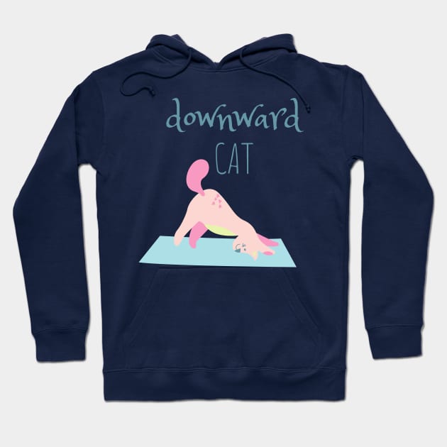 Cute Cat doing Yoga - Downward facing cat Hoodie by From Mars